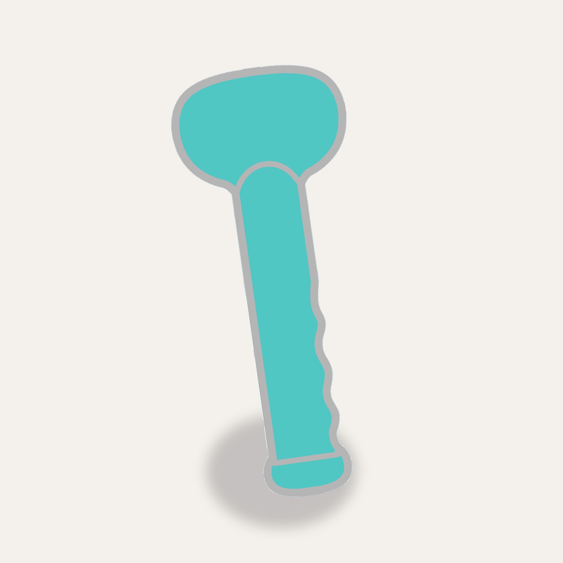 Layover Larry enamel pin, shaped like a teal ice mallet